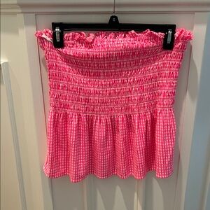 Lilly Pulitzer Pink Checkered Smocked Mini Skirt